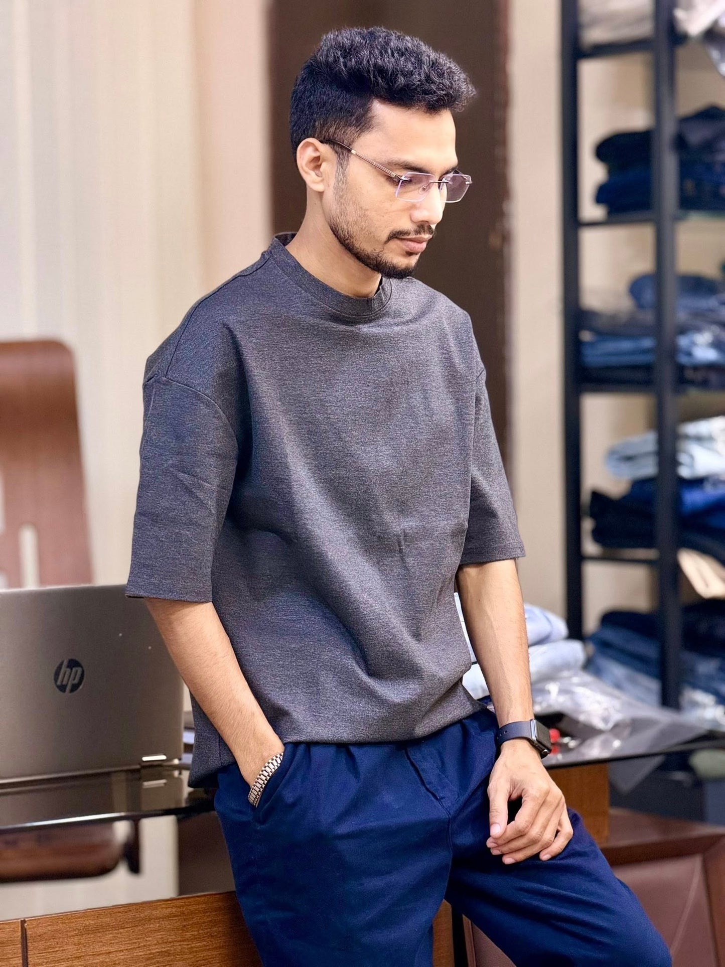 Drop Shoulder T-Shirt (Deep Ash)