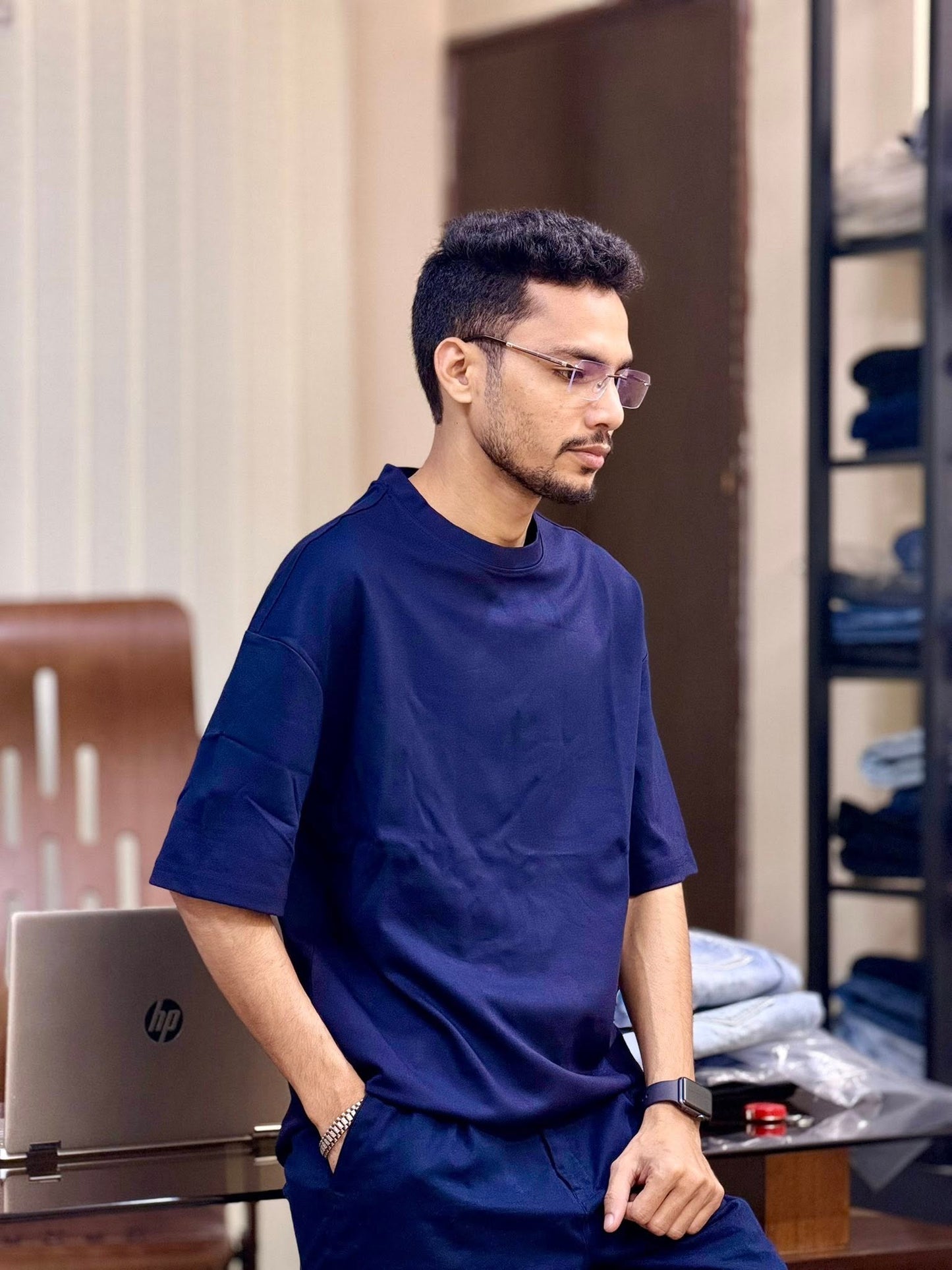 Drop Shoulder T-shirt (Navy)