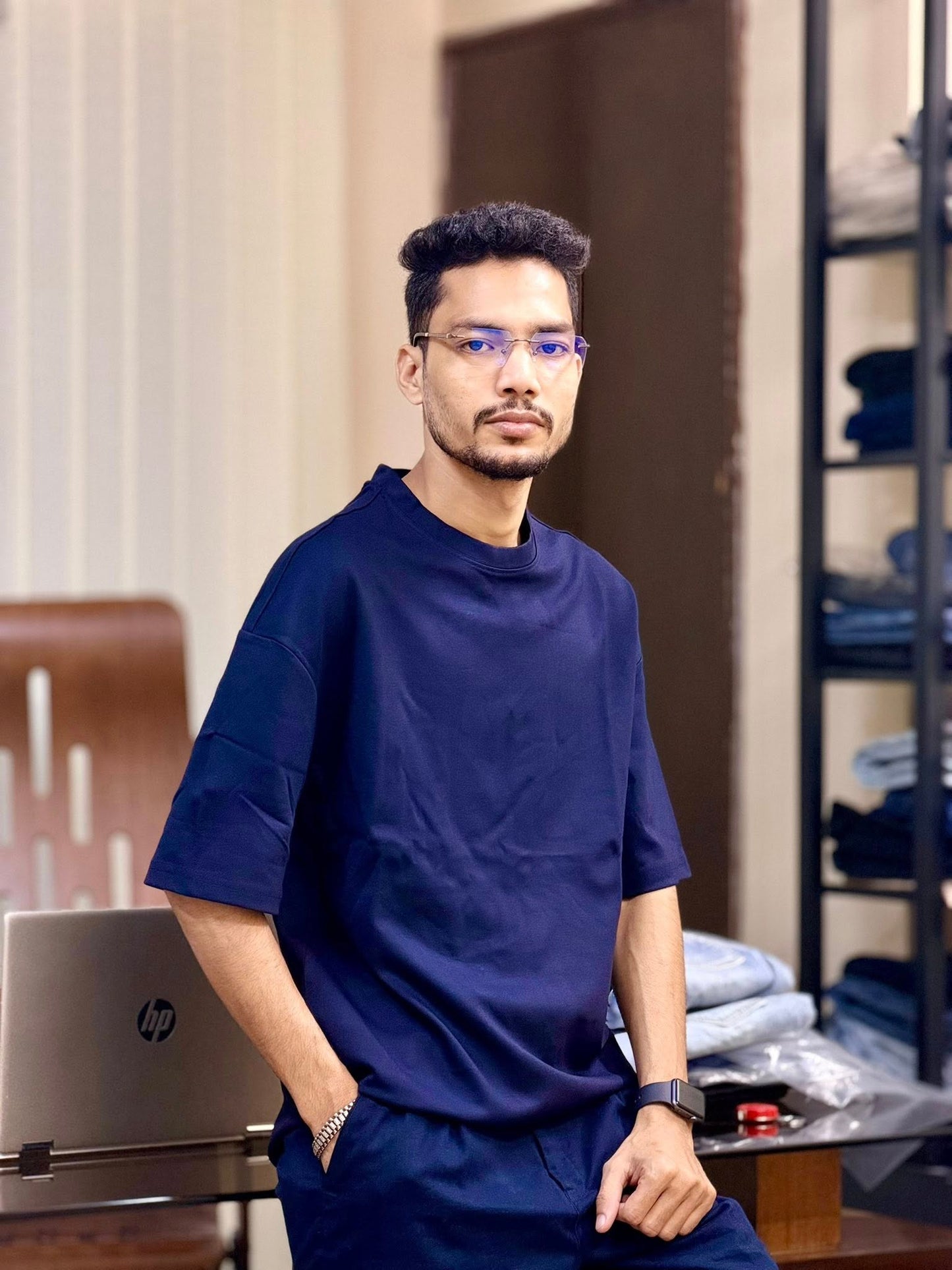 Drop Shoulder T-shirt (Navy)